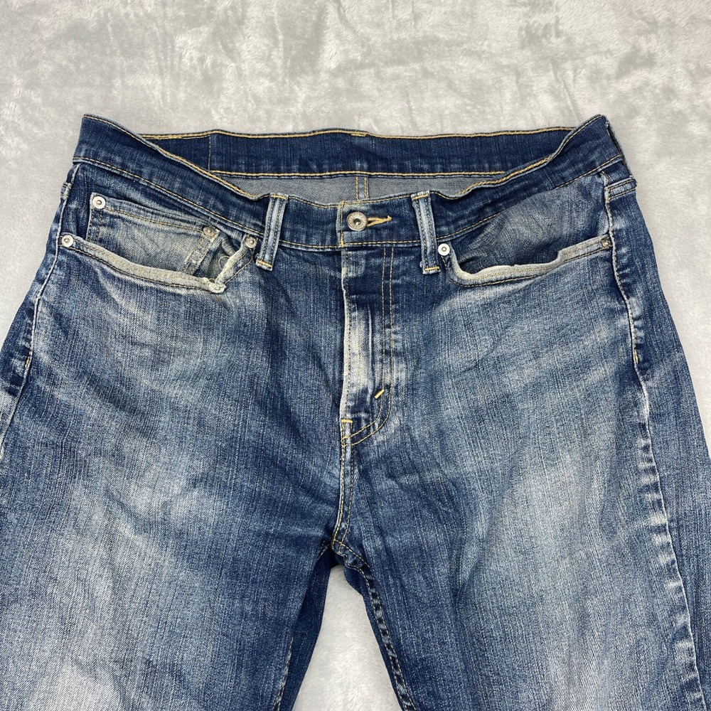 Levi's 514 Jeans Mens 34x30 Blue Denim Faded Double Stitch‎ Red Tab Straight Leg - Picture 3 of 10